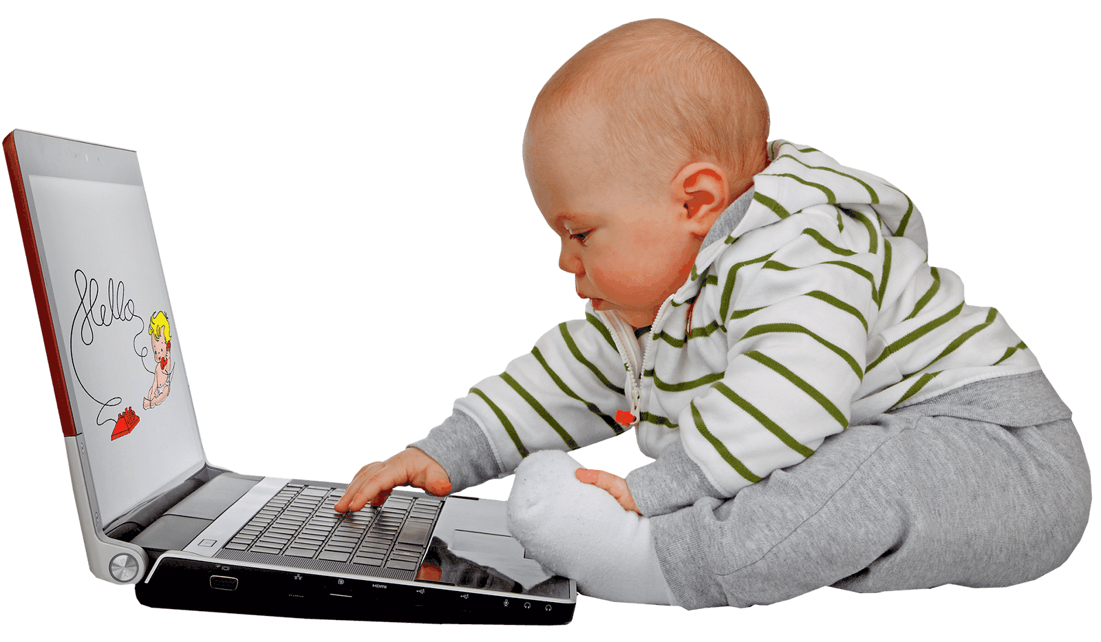 パソコンを触る赤ちゃん